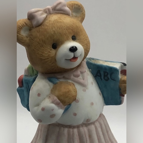 Vintage 1991 San Francisco Music Box Company Girl Teddy Bear Holding "ABC BOOK" - Picture 5 of 7